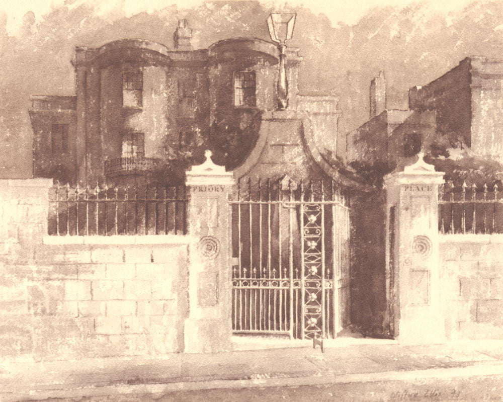 BATH. Priory Place, Lyncombe Hill. Somerset. By Clifford Ellis 1949 old print